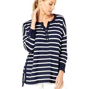 Lilly Pulitzer Faraway Sweater in True Navy Moonlight Stripes XL